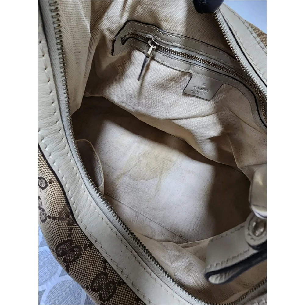 GUCCI Monogram Medium Lovely Heart Hobo Off White/Brown